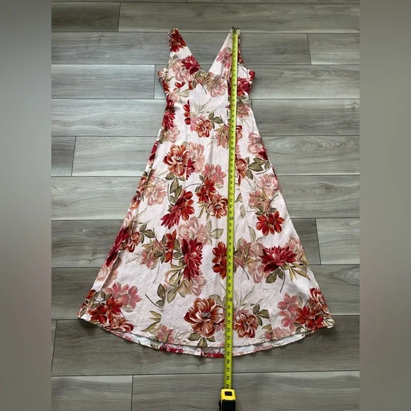 Paper Heart Floral Maxi Dress Linen Rayon Blend Womens L Boho V Neck NWT - Picture 11 of 16